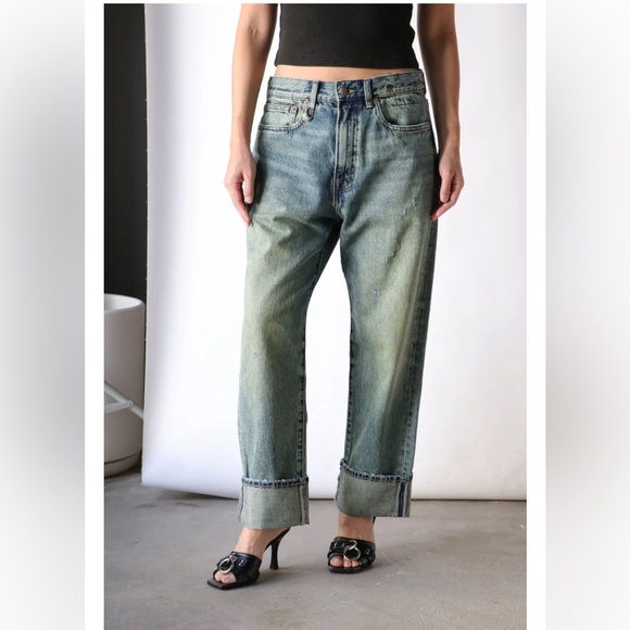 R13 X-Boyfriend BF Jeans in Clinton Blue size 23 - Picture 3 of 11